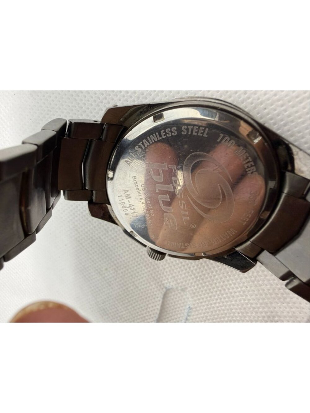 Fossil Blue AM4117 Men’s Stainless Steel Watch Blue Dial Date Bracelet Quartz - Picture 11 of 11